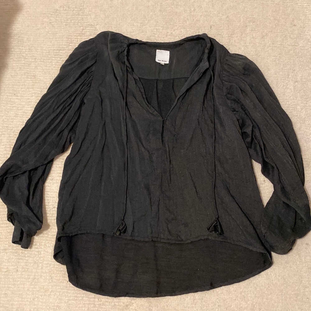 Rue stiic black hippie shirt. Herringbone print